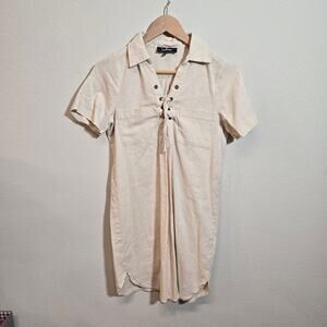 Lulus Cream Front Lace Up Short Sleeve Dress sz XS